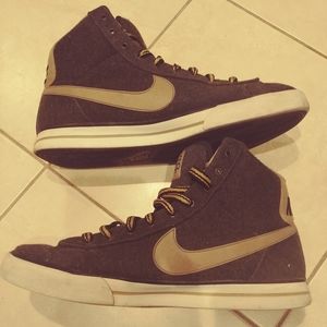 Dark Grey & Gold Nike High Tops